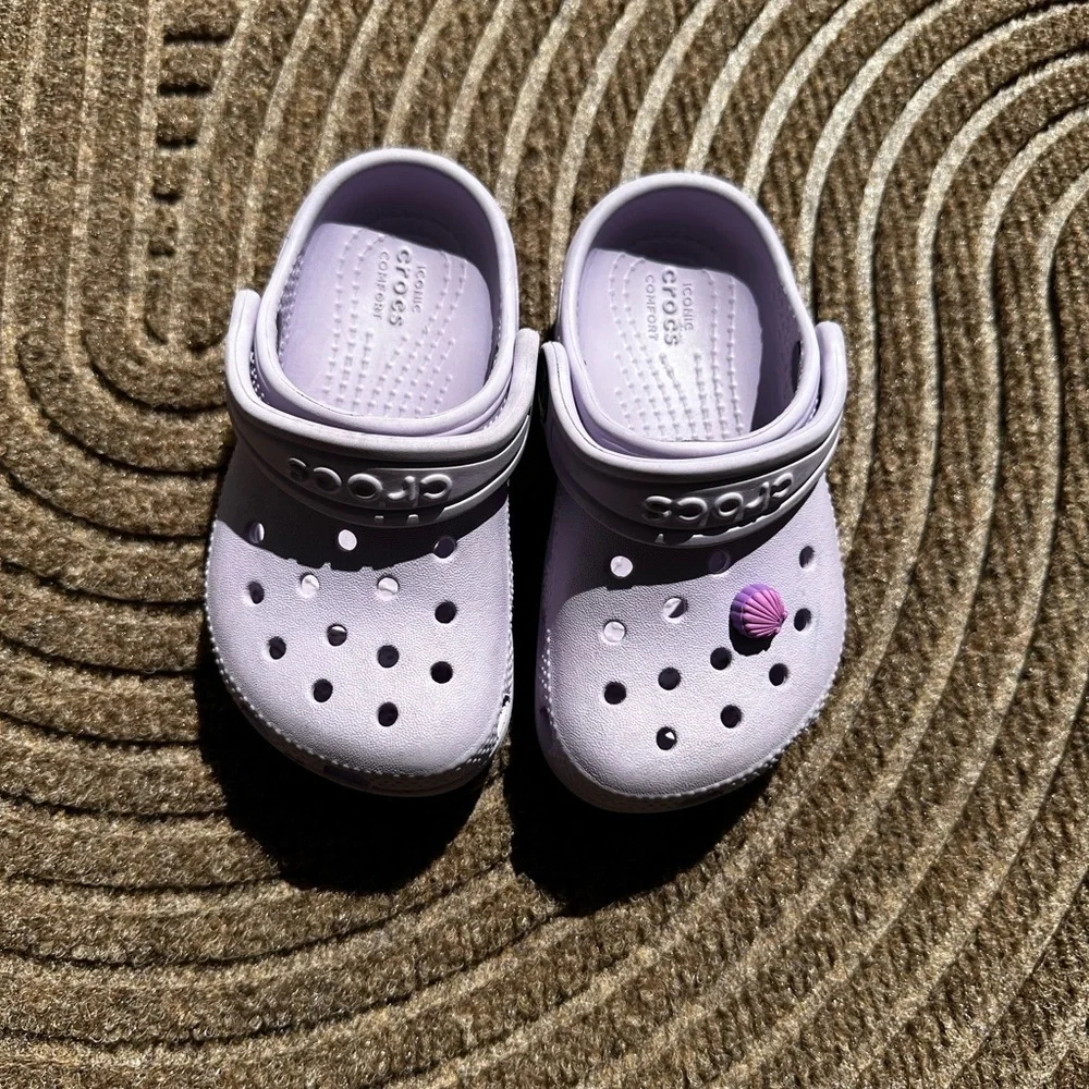 CROCS Light Purple Kid Toddler Black Blue Clog Play Shoe Comfort Washable C7 Y2K